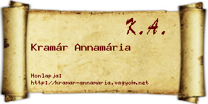 Kramár Annamária névjegykártya
